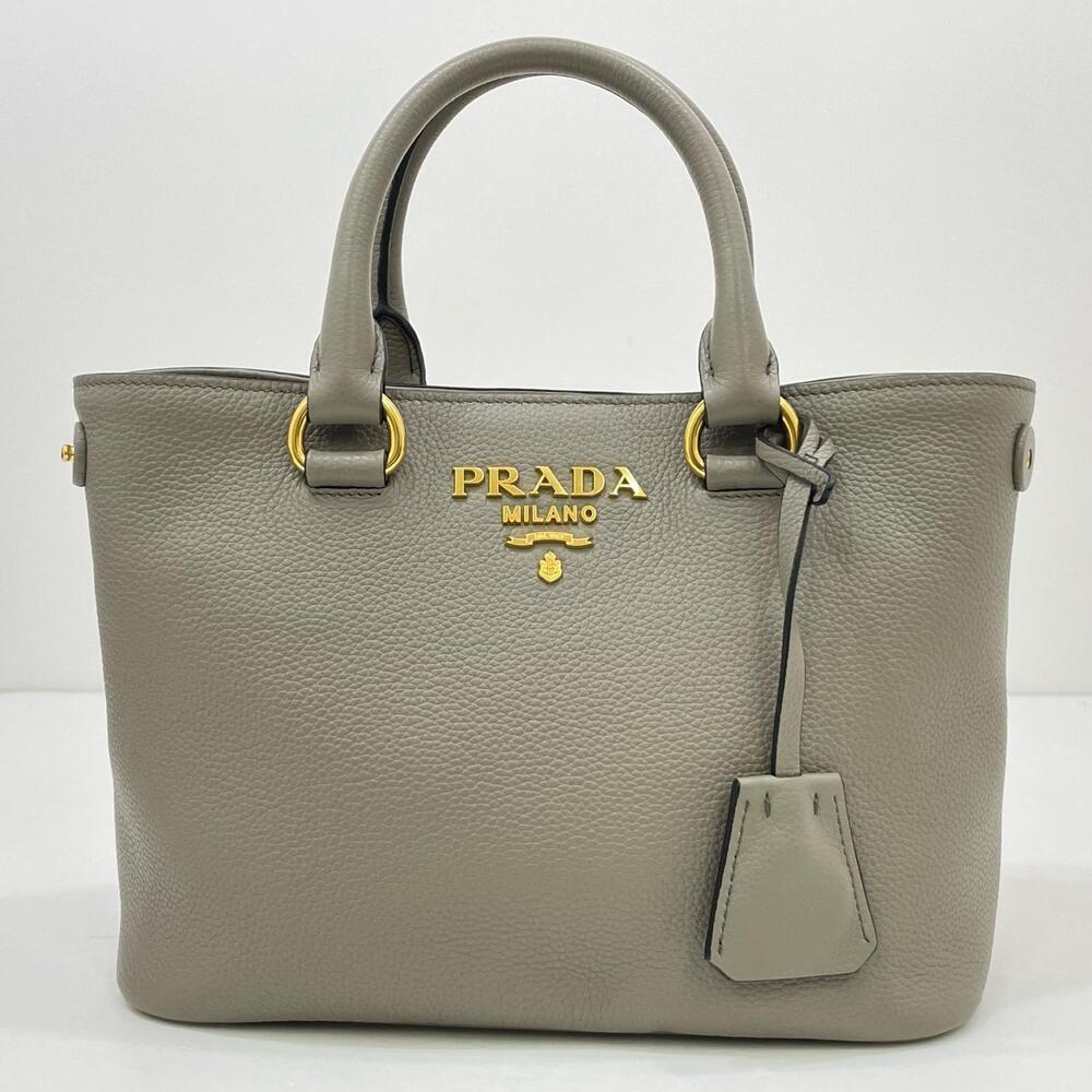 Prada Vitello Phenix Shopping Tote Bag Gray Argilla - Picture 2 of 15